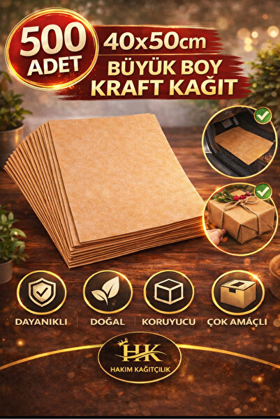 HAKİM KAĞITÇILIK 40x50 Paspas Kraft Kağıt 500 Adet Büyük Boy Paketleme Hediye...