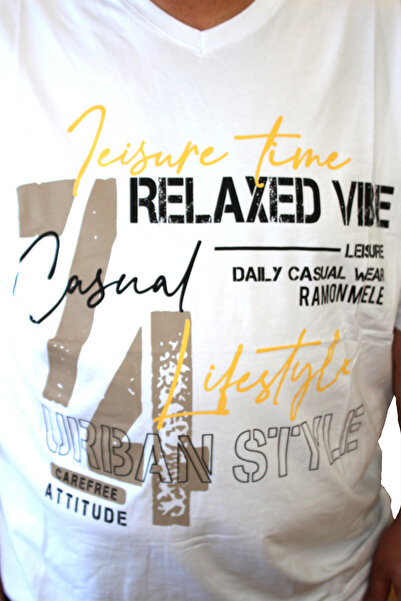 Ramon Miele Men's Large Size Relaxed Vibe V-Neck T-Shirt