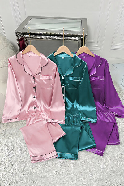 Sweet Dream 6 Pcs Silk Satin Pajama Set for Women Long Shirts and Pants Sleep...