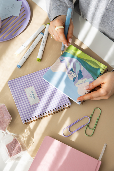 PAPERORA 15x16 Spiralli Karton Kapak 2'li Kareli Not Defter Seti - Pötikare