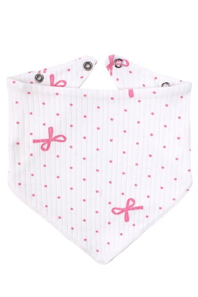 bebegen مريلة وشاح للفتيات الصغيرات باللون الوردي مع فيونكة منقطة منقوش