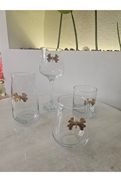 MİMSEGÜN DEKOR Gold Butterfly Figured Water Cup Single