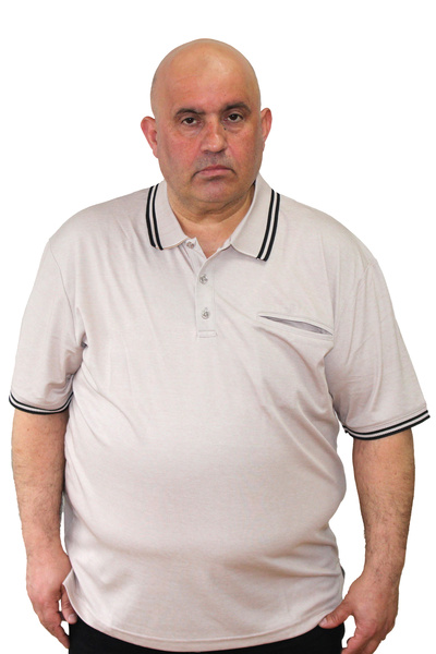 Ramon Miele Men's Plus Size Double Striped Knitwear Polo Collar T-Shirt