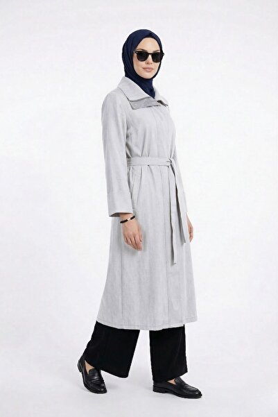 Armine TREND Yakası File Detaylı Belden Kuşaklı Yandan Fermuarlı Kap Taş 26YT702