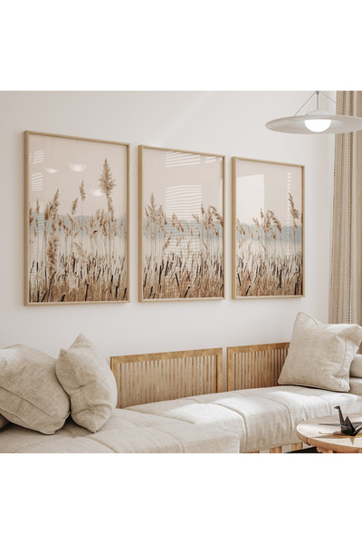 Tuba Decor 3 Piece Wooden Framed Living Room Hall Table Set a Day in the Coun...