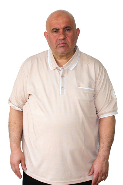 Ramon Miele Men's Plus Size Polo Neck T-Shirt with Embroidery Detail