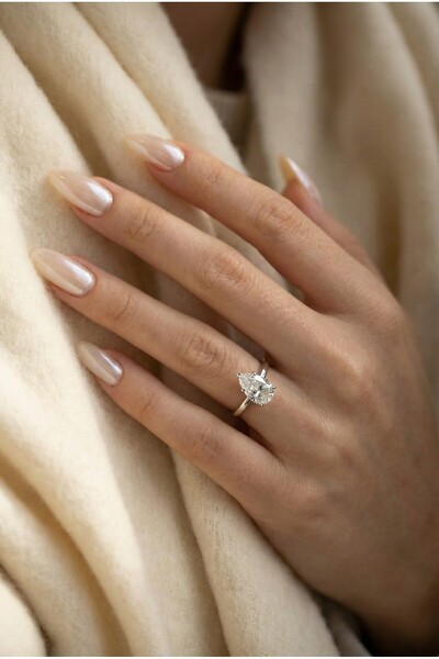 Alexis Carrel Grace Damla kesim Zirkon Taşlı Ayarlanabilir Silver Yüzük