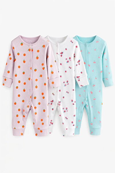 Next Baby Cotton Piece Lila Printed 3-Piece Jumpsuit Set