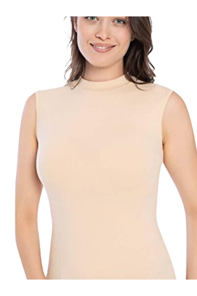 Sweet Cotton Women's High-Necked Turtleneck Sleeveless Athlete Knitwear Look ...