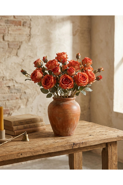 ERDEN Gerçekçi Görünümlü Yapay Çiçek, Gül, 63 cm - Ev ve Ofis Dekoru (Vazosuz)