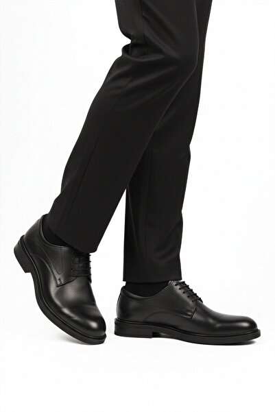 Aspor Black Genuine Leather Lace-Up Men's Classic Shoes