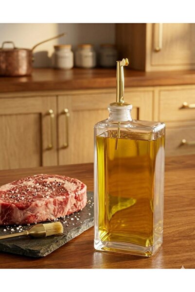 humazeyy 500 ml cam ince ağızlı kare yağdanlık