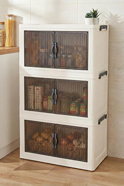 EWs Beyaz Üç Katlı Portatif Dolap & Çok Amaçlı Mutfak Ve Kiler Düzenleyici 29...