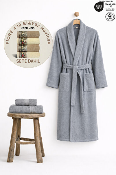 Ellaline Set de halate de baie pentru femei cu dungi din bumbac 100% piese +F...