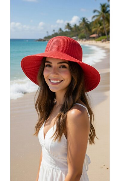 Mollycrush Șapcă roșie protecție solară pentru femei |   Model elegant de vară