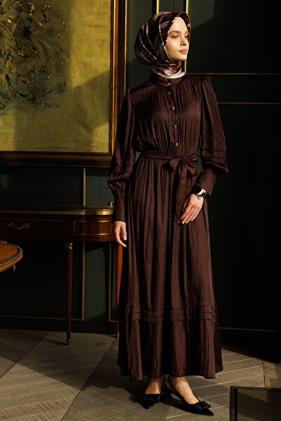 Setrms Büzgülü Saten Elbise