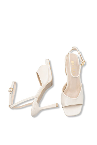 DELSOLERA حذاء نسائي بيج بحزام واحد أنيق وعصري ذو نعل خفي حذاء بكعب رفيع u