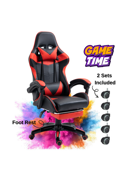 Kdhome Scaun Gaming Ergonomic ShadowStrike X2, 2 Set Roti Incluse, Rabatabil ...