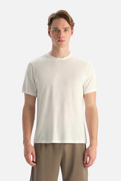 Dagi Λευκό T-shirt με λαιμόκοψη ποδηλάτου Μοντάλ Blended Suprem
