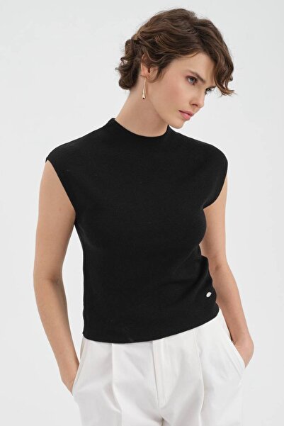 tw3 Γυναικεία πλεκτά είδη μόδας, μπλούζα με γιακά και αμάνικο σχέδιο