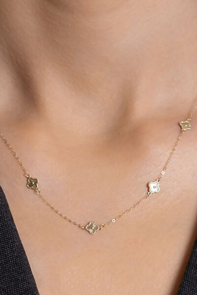 Bayar Gold 14 Ayar Altın Şans Yonca Kolye