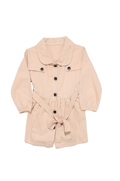 bebegen Rochie cu mânecă lungă, bej, cu nasturi, pentru fete, pachet de curea