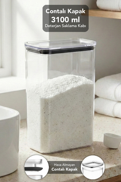 Meleni Home Pure Deterjan Saklama Kutusu - Hava Almaz Kapak Toz ve Tablet Det...