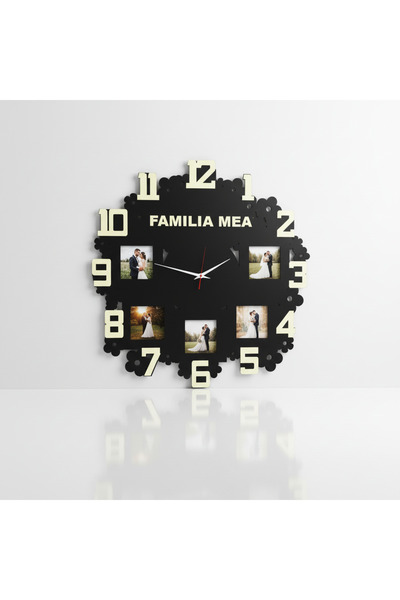 damoro Wall clock, 5 photos, My family, Wood, Black/Natural