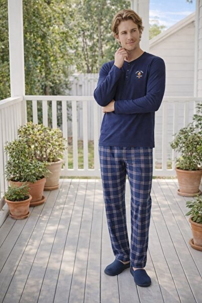 Pemilo Men's Long Sleeve 01340 Single Jersey Pajama Set