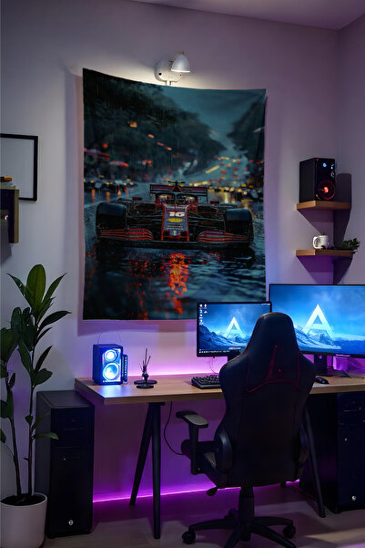 Halura F-1 Racing Wall Covering– High-Quality Fabric, Gamer Room Decor Tapest...