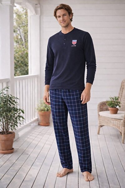 Pemilo Men's Long Sleeve 01120 Single Jersey Pajama Set