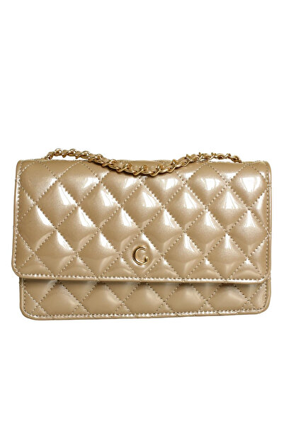 Platin Mink Patent Leather Women's Crisscross Straps Bag