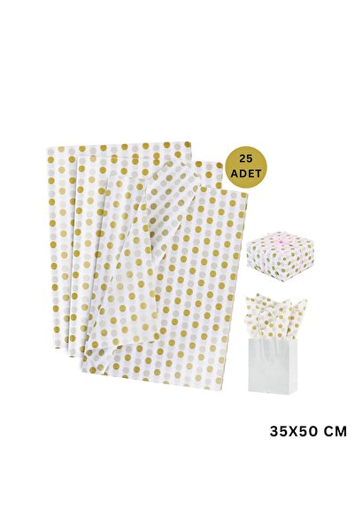 roco paper Altın Puantiyeli Pelur Kağıt, Dekoratif Hediye Paketleme ve Ambala...