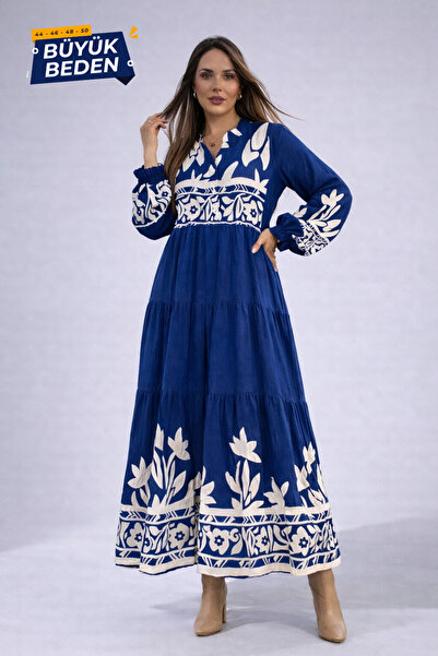 LİKAPA Likapashop Viscose Long Sleeve Buttoned Layered Dress 2698