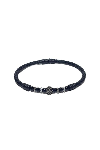 Janti Jtss26Blk1780 Stainless Steel Bracelet Genuine Leather Leather but Zirc...