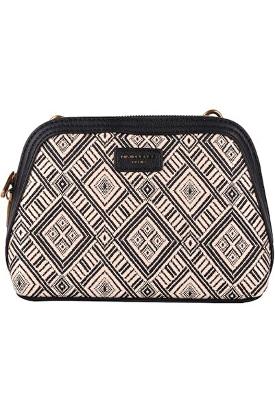 David Jones Geantă crossbody pentru femei din piele și rafie cu modele etnice