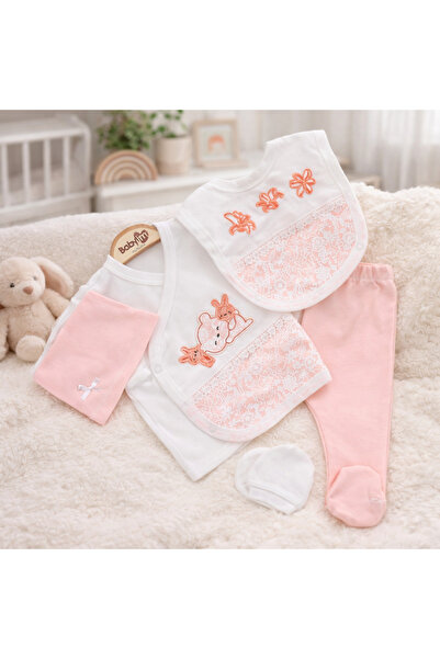 Bebelul SET BODY BEBELUȘ FETIȚĂ 0-3 LUNI 5 PIESE CU FLORI