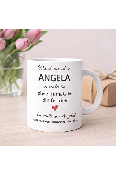 OEM Cana personalizata cu numele Angela, cadou aniversare sau zi de nume pent...