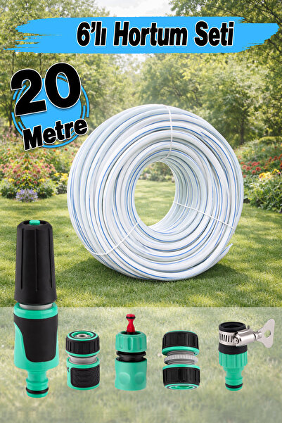 Badem10 Üç Katlı Kalın Sağlam Bahçe Hortumu 20 Metre Çeşme Su Sulama Hortum 6...