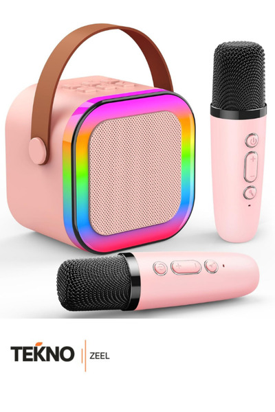 teknozeel Çift Mikrofonlu Karaoke 5 Ses Efektli Rgb Işıklı Bluetooth Kablosuz...