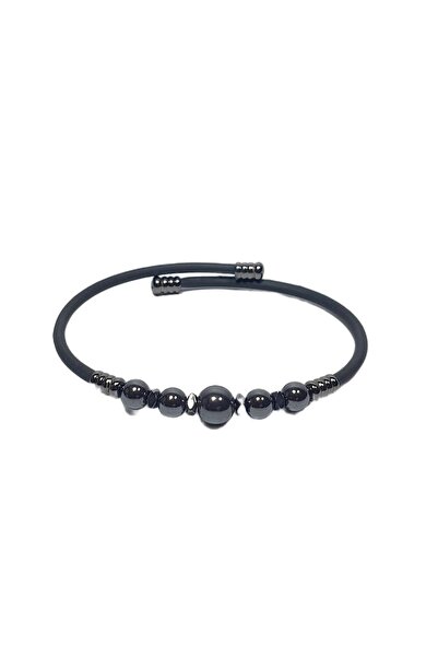 Janti Jtss26Blk1767 Stainless Steel Bracelet Silicone Coated with Hematite Na...