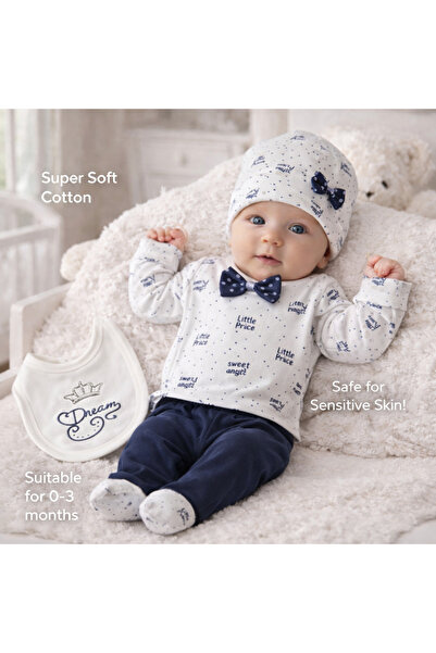 Bebelul Set pentru nou-născut cu body, bavetă, pantaloni și căciulă