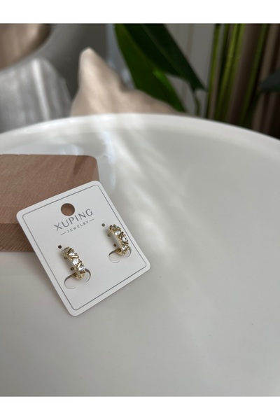 XUPING JEWELRY Zirkon taş detay minimal küpe