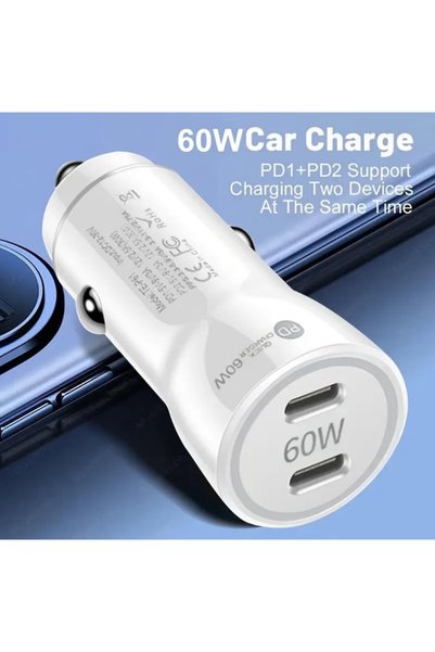 QUANDES Încărcător rapid dual USB-C-C 60W