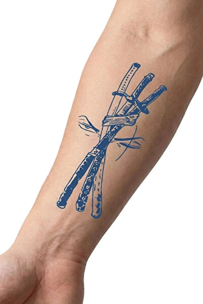 Tattoo 1 Ay Kalıcı 24 Saat Sonra Kararan Japon Kılıçları mınımal model geçici...
