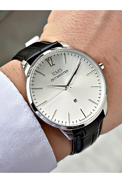 Romanson Black-White Color Leather Watch with Calendar Steel Case Men's Wrist...