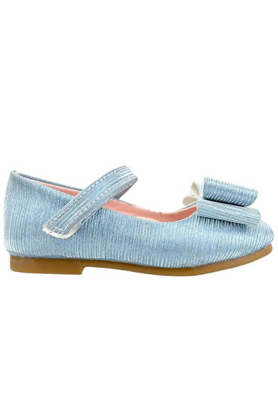 Nubebe Rahat Kalıp Kız Çocuk Fiyonklu Babet mavi hologram