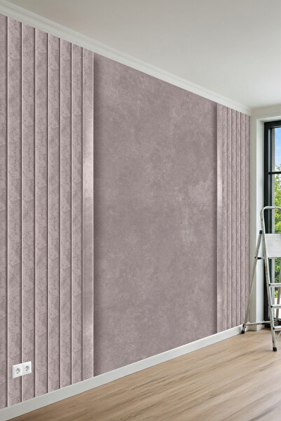 MİRAZAWALL Modern Lambri ve Doku Desenli Tek Parça Tekstil Duvar Kağıdı