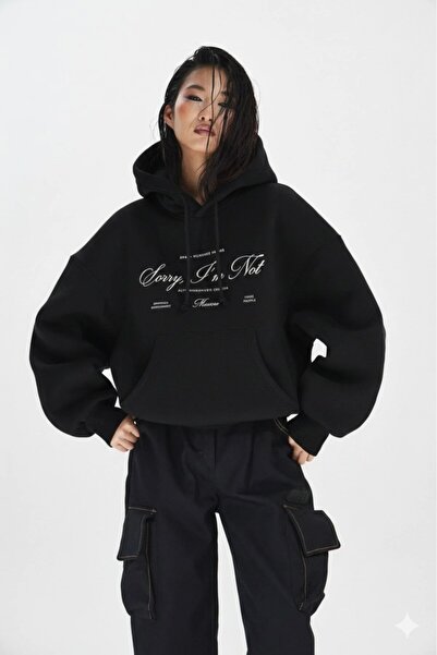 ZAVIXO Hanorac unisex premium cu 3 fire B cu imprimeu O supradimensionat – Tr...