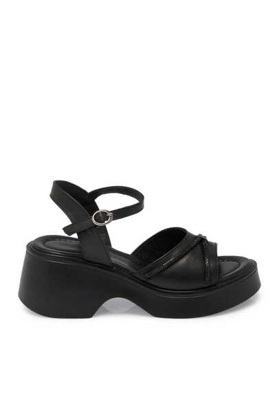 Tergan Siyah Hakiki Deri Kadın Sandalet - K25Y1SN68057-A23